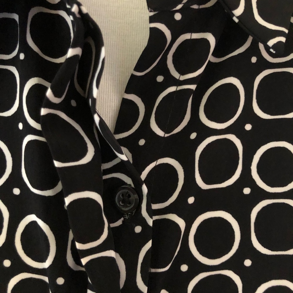 Banana Republic Black & White Geometric Shirt Dress with Tie Waist - Picture 3 of 5